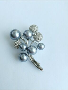 Brooch pin  Grey pearl crystal 🆕